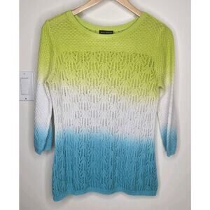 Willi Smith Colorful Ombré Open Knit Summer Sweater Size M